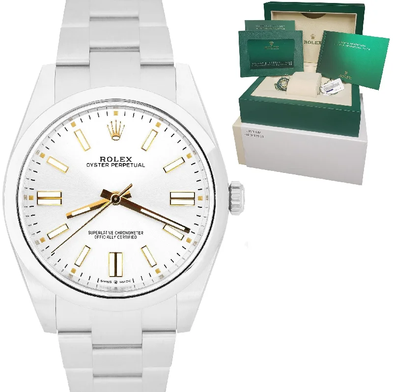 Minimalist Watches for Men-NEW AUGUST 2022 Rolex Oyster Perpetual 41mm SILVER GOLD Oyster Watch 124300