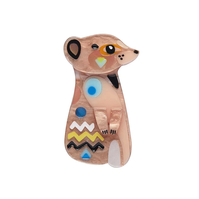 Custom Gold Brooch for Special Occasions-Erstwilder - The Masterful Meerkat Mini Brooch - Pete Cromer Wildlife (2022)