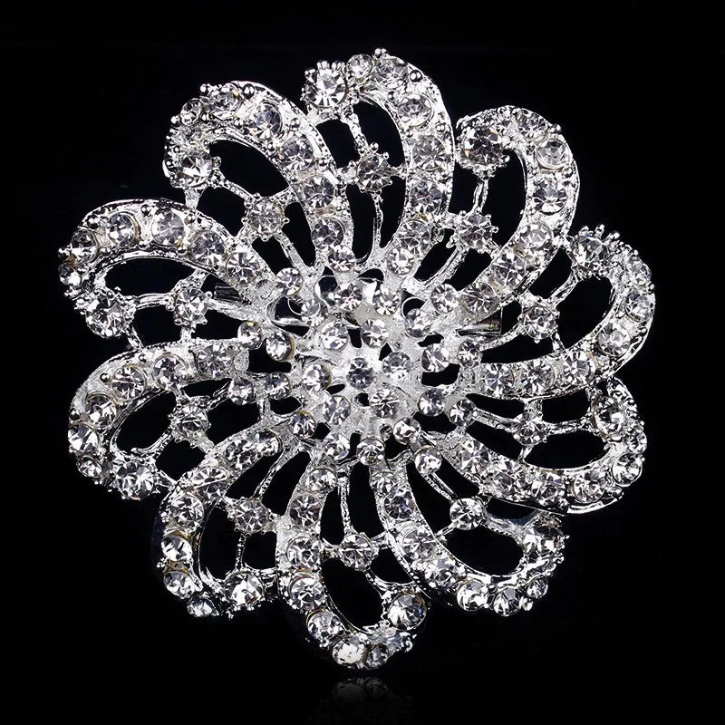 Antique Vintage Brooch-Rhinestone Flower Brooch BR-699