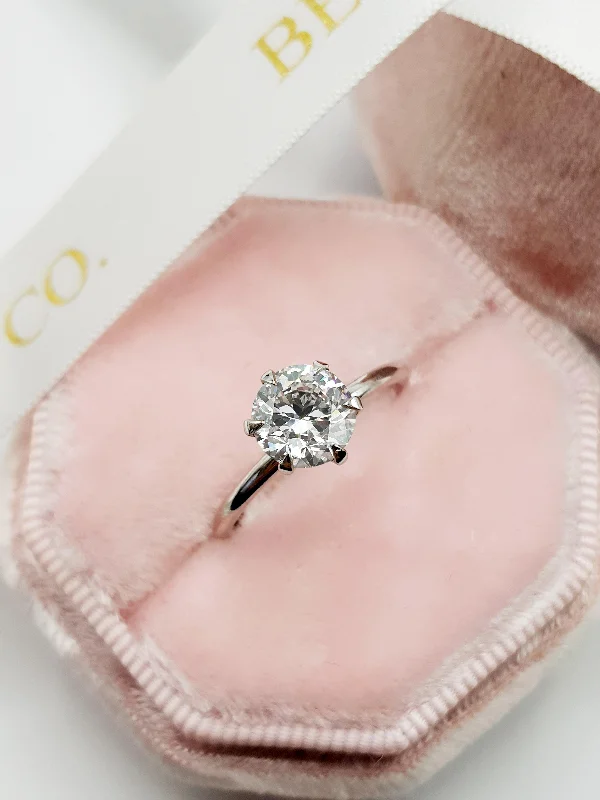 Unique Vintage Wedding Rings-1.01 Carat Round Brilliant Cut Six Prongs Diamond Engagement Ring