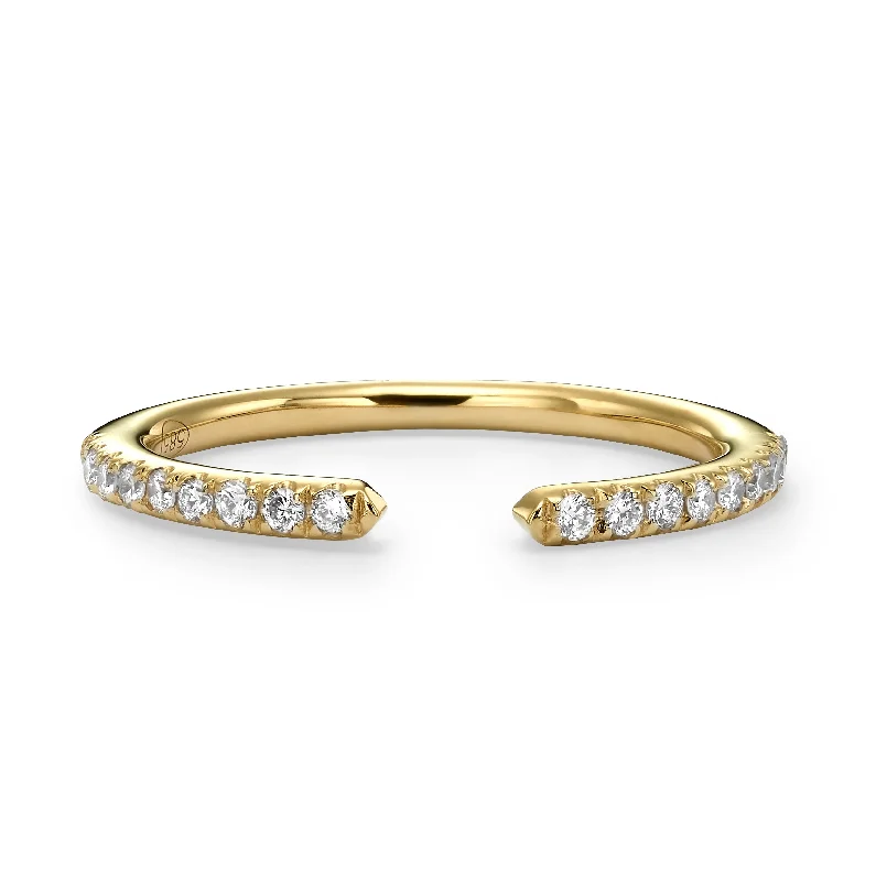 Personalized Name Rings-0.22 Ct Round Brilliant Cut Diamond Open Wedding Band in Yellow Gold