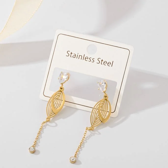 Elegant Drop Earrings for Weddings-Tarohi JewelsStainless Steel Leaf Shape Earring - STNER 5209