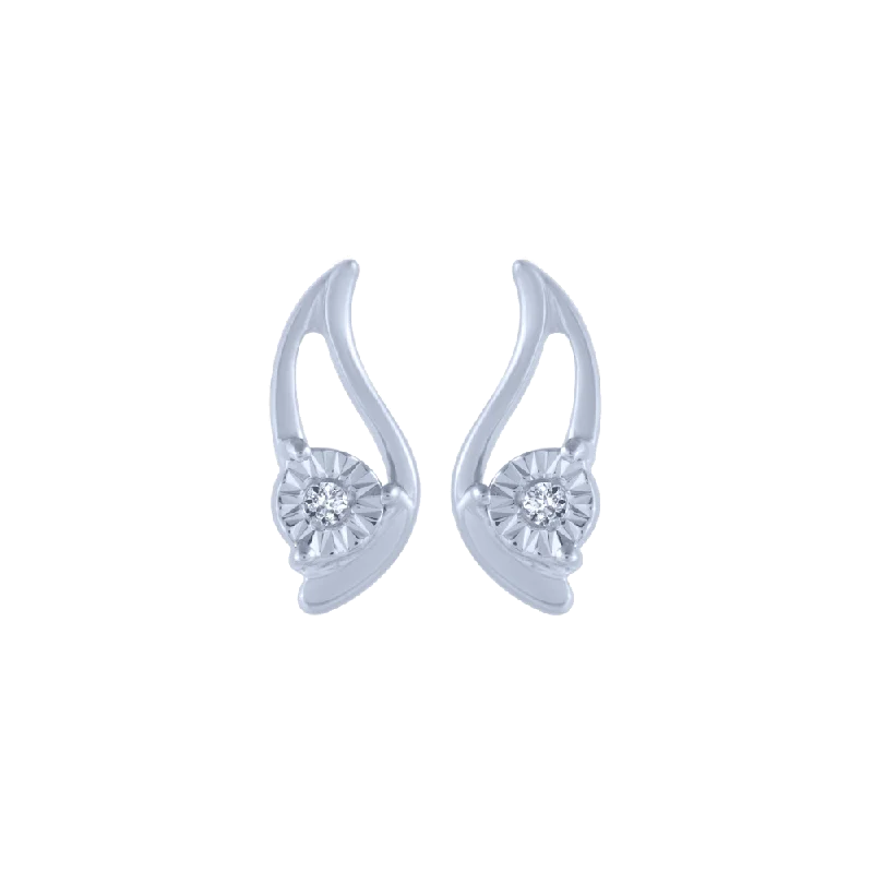 Designer Crystal Earrings-14KT (585) White Gold And Diamond Stud Earrings For Women