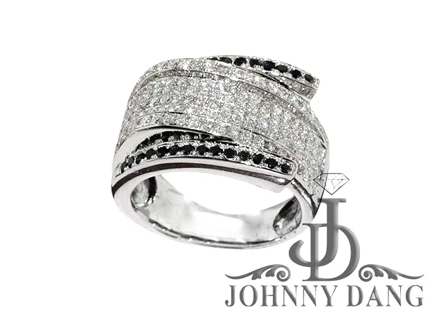 Men's Vintage Wedding Bands-Custom White and Black Diamond Micro Pave Ring