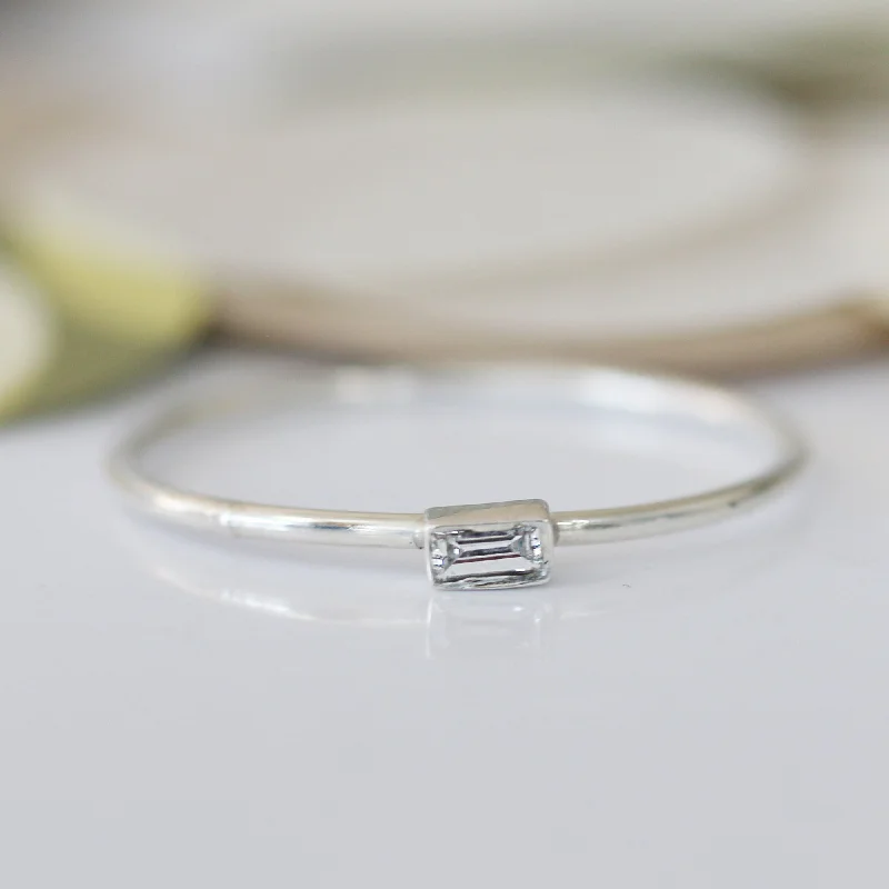 Simple Engagement Rings-BAGUETTE DIAMOND FLECK RING