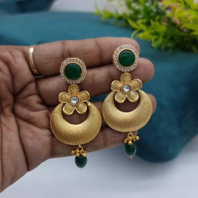 Fashionable Gold Earrings-JCM Gold Plated Pota Stone Dangler Earrings