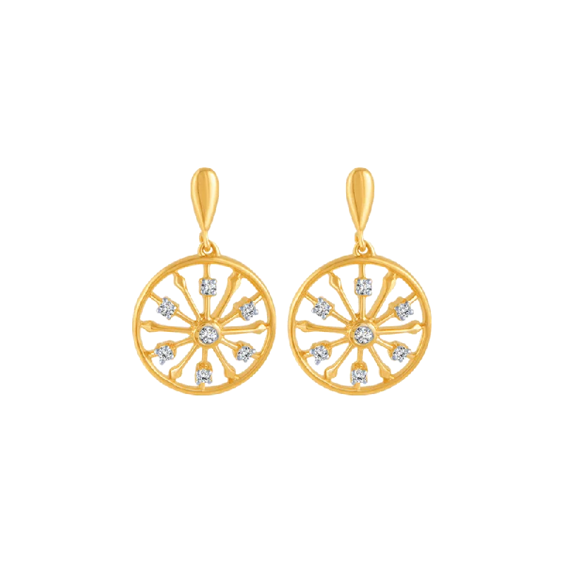 Handcrafted Gemstone Earrings-14KT (585) Yellow Gold And Diamond Stud Earrings For Women