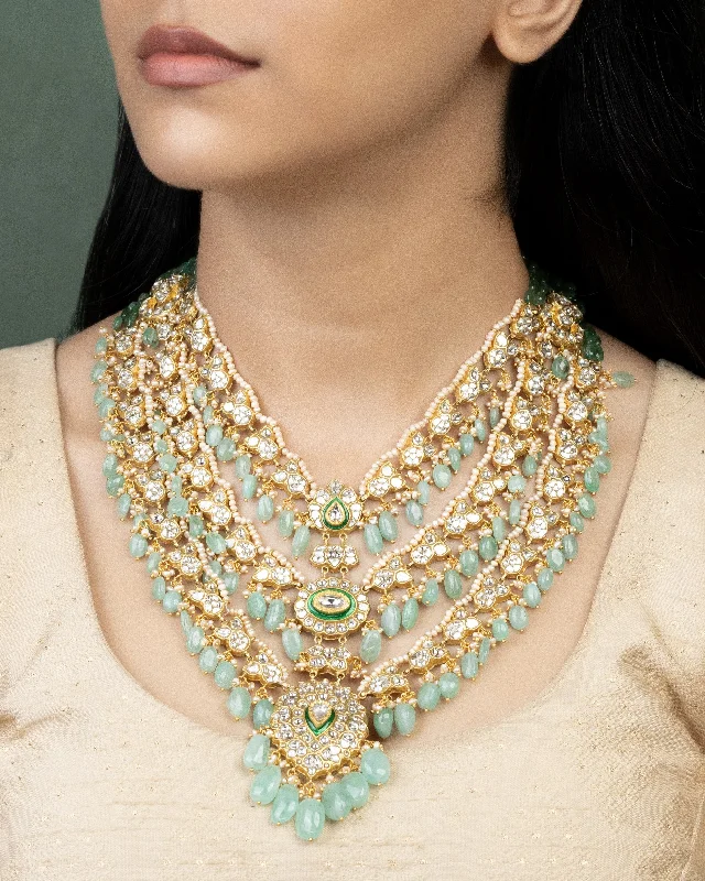 Large Statement Necklaces-Kainaat Polki Long Necklace