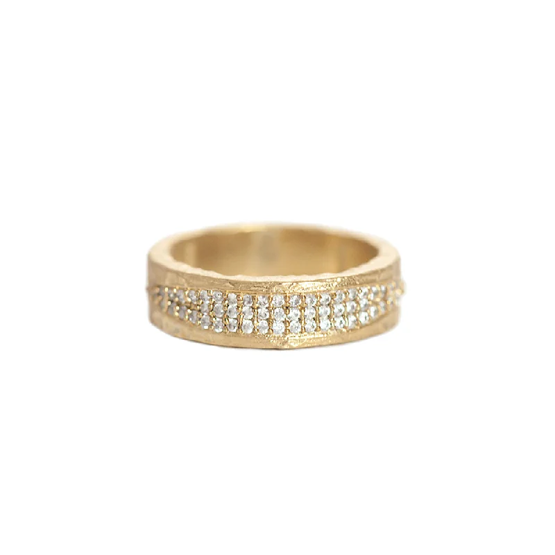 Customized Gold Rings-GOLD VELEN CRYSTAL INLAY BAND RING