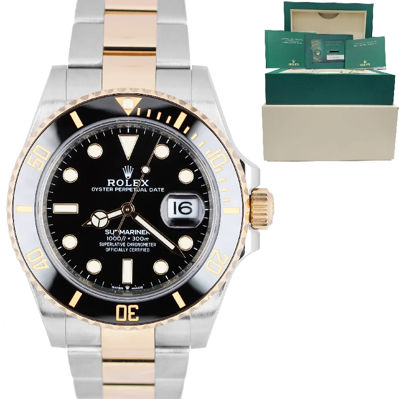 High-Tech Digital Watches for Men-2021 MINT Rolex Submariner 41mm Ceramic Two-Tone Gold Black Watch 126613 LN