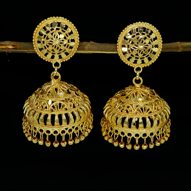 Colorful Stone Earrings-Mahavir  Gold Plated Jhumki Earrings