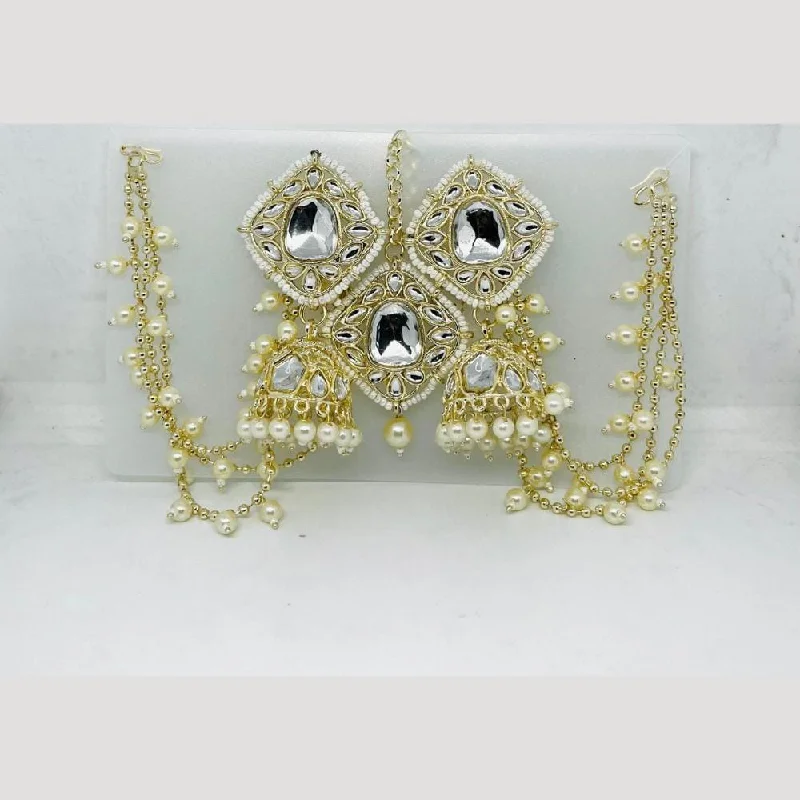 Cute Animal Earrings-Manisha Jewellery Gold Plated Kundan Stone And Pearls Jhumki Earrings