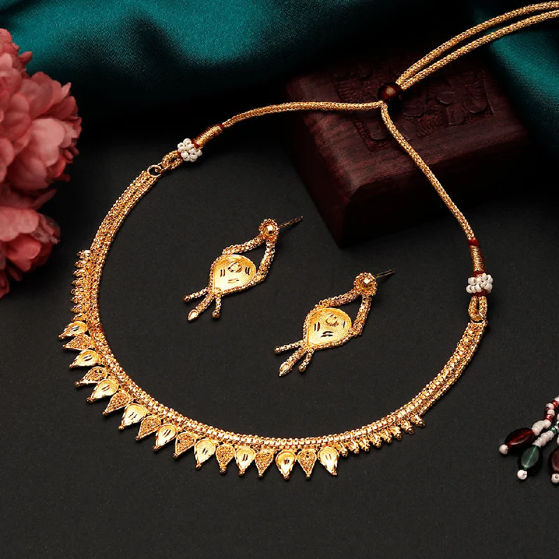 Personalized Name Necklaces-Shrishti Fashion Enchanting Traditional Gold Plated Choker Necklace set For Women