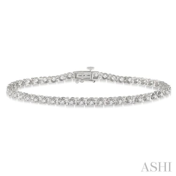 Unique Adjustable Bracelets-2 ctw Round Cut Diamond Tulip Bracelet in 14K White Gold