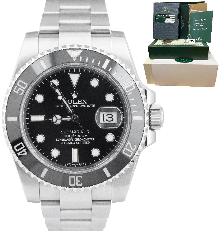 Men’s Stylish Chronograph Watches-2013 Rolex Submariner Date 40mm Black Ceramic Stainless Steel 116610 LN Watch