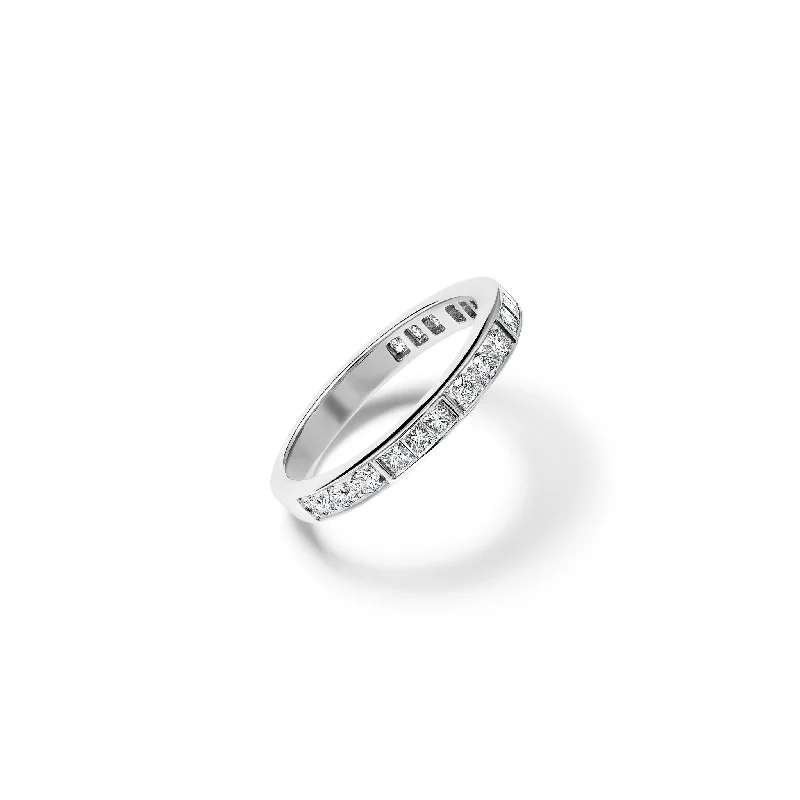 Natural Stone Rings-Valeria Half Eternity Ring 18ct White Gold - Diamond