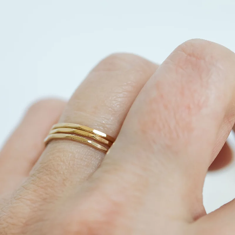 Unique Promise Rings-GOLD-FILLED HAMMERED WISH STACKER