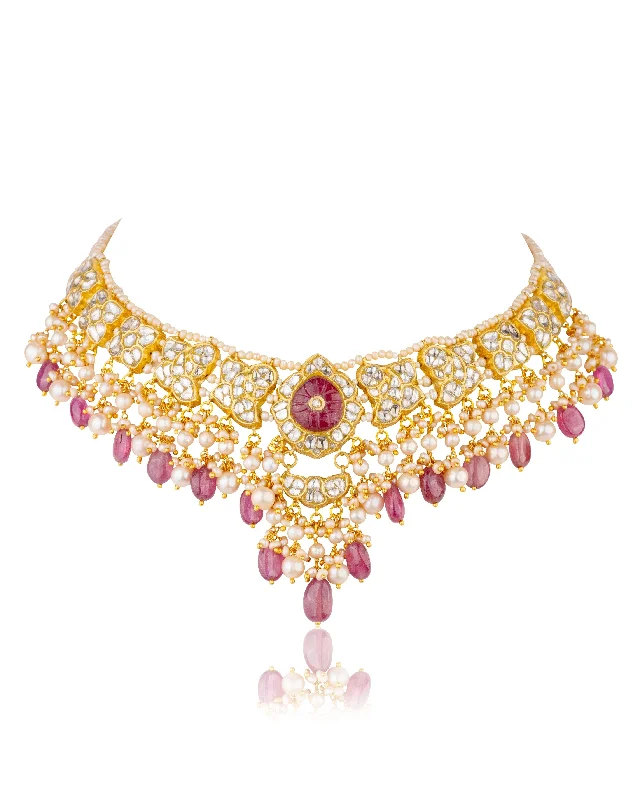 Colorful Gem Pendant Necklaces-Megha Polki Necklace