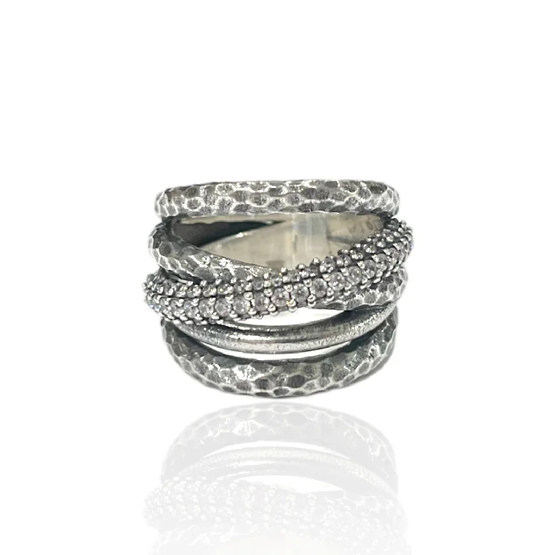 Personalized Vintage Rings-VINTAGE SILVER ALMORA LAYERED BAND RING