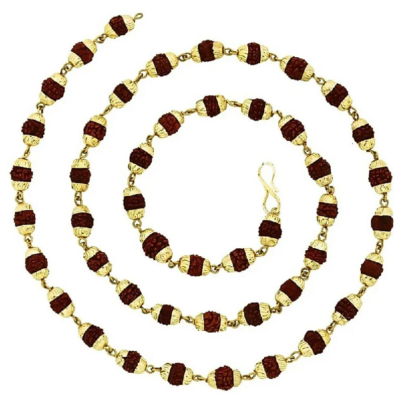 Pearls and Diamonds Necklaces-Martina Jewels Pack Of 6 raditional Gold Plated Rudraksha Mala for Men