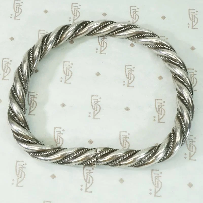 Custom Name Bracelets-High Grade Silver "D" Bangle Bracelet