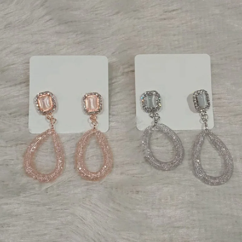 Elegant Rose Gold Earrings-Diyu Dhyu Austrian Stone Dangler Earrings ( Assorted)