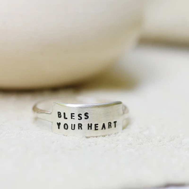 Custom Wedding Bands-BLESS YOUR HEART | CHERISHED RING